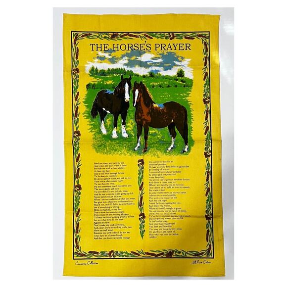 Causeway Collection The Horse's Prayer Cotton Yellow Wall Hanging Cloth - Picture 1 of 2